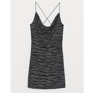 H&M black/zebra print shimmery dress